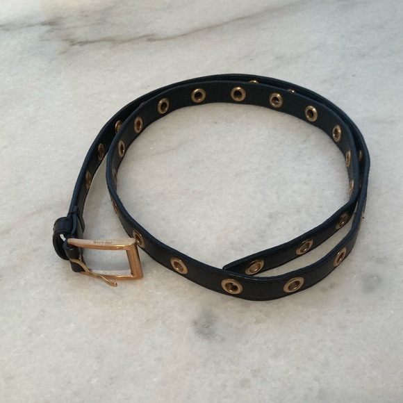 Prada Black Leather Belt with Gold Eyelets main image 4